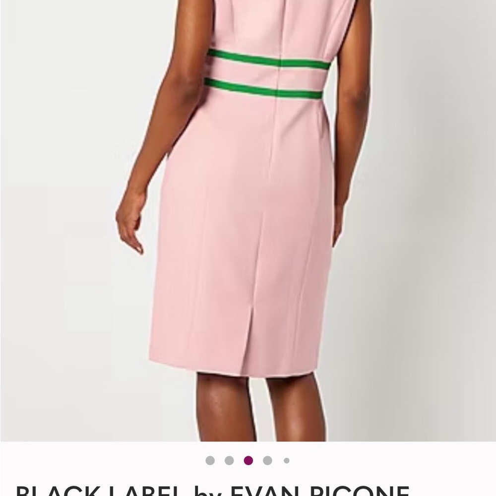 Evan Picone Pink Midi Dress with Green Waistbands